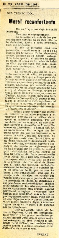 Moral reconfortante  [artículo] Yekini.