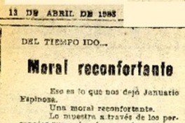 Moral reconfortante  [artículo] Yekini.