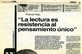 La Lectura es resistencia al pensamiento único" : [Entrevista] [artículo] José Osorio.