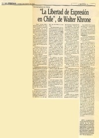 "La Libertad de expresión en Chile".  [artículo]