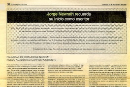 Palabras de don Jorge Nawrath nuevo académico correspondiente.  [artículo]