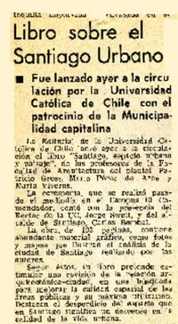 Libro sobre el Santiago urbano.  [artículo]