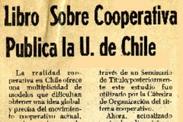 Libro sobre cooperativa publica la U. de Chile.  [artículo]