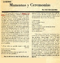 Manzanas y ceremonias  [artículo] Víctor Castro.