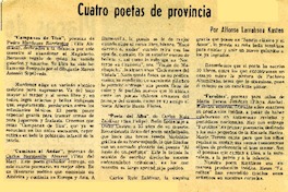 Cuatro poetas de provincia  [artículo] Alfonso Larrahona Kästen.