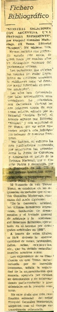 Nuestras relaciones con Argentina, una historia deprimente"  [artículo] Carlos R. Ibacache I.