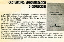 Cristianismo: ¿modernización o disolución?.  [artículo]