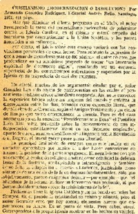 Cristianismo: ¿modernización o disolución?.  [artículo]