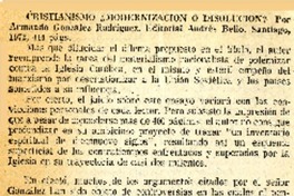 Cristianismo: ¿modernización o disolución?.  [artículo]
