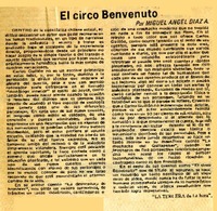 El circo Benvenuto  [artículo] Miguel Angel Díaz A.