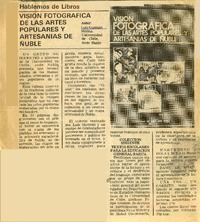 Visión fotográfica de las artes populares y artesanías de Ñuble.  [artículo]