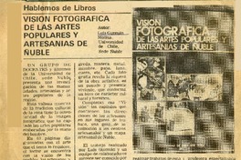 Visión fotográfica de las artes populares y artesanías de Ñuble.  [artículo]