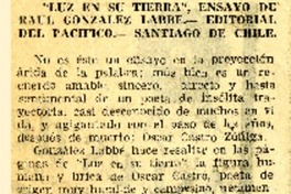 Luz en su tierra"  [artículo] Almagro Santander.