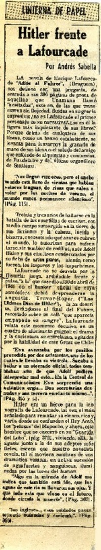 Hitler frente a Lafourcade  [artículo] Andrés Sabella.