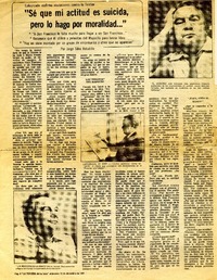 Sé que mi actitud es suicida, pero lo hago por moralidad..." : [entrevista] [artículo] Jorge Silva Astudillo.