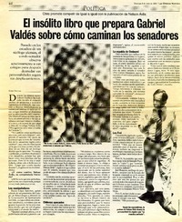 El insólito libro que prepara Gabriel Valdés sobre cómo caminan los senadores  [artículo] Giglia Vaccani.