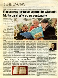 Educadores destacan aporte del Silabario Matte en el año de su centenario  [artículo] Carolina Disegni.