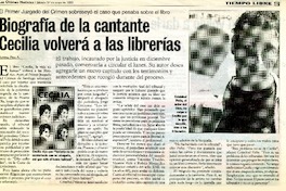 Biografía de la cantante Cecilia volverá a las librerías  [artículo] Rommel Piña A.