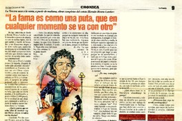 "La fama es como una puta, que en cualquier momento se va con otro": [entrevista] [artículo] Héctor Cossio.