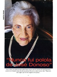 "Nunca fui polola de José Donoso" : [entrevista] [artículo] Paula Coddou B.