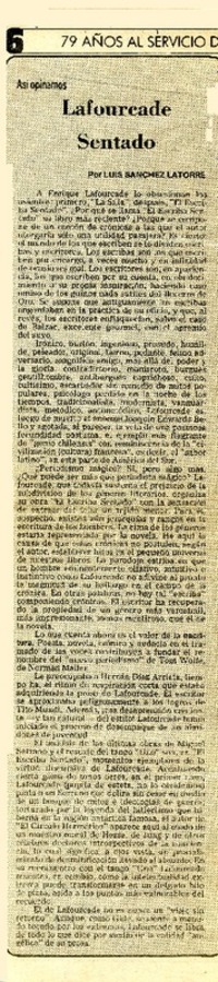 Lafourcade sentado  [artículo] Luis Sánchez Latorre.