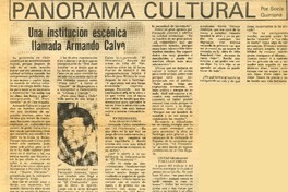 Una institución escénica llamada Armando Calvo  [artículo] Sonia Quintana.