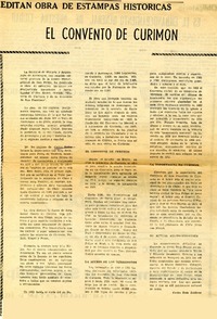 El convento de Curimón  [artículo] Carlos Ruíz Zaldívar.