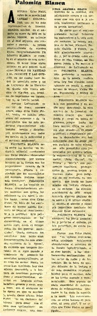 Palomita blanca  [artículo] Fidel Araneda Bravo.