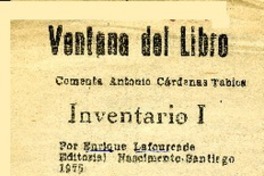 Inventario I  [artículo] Antonio Cárdenas Tabies.