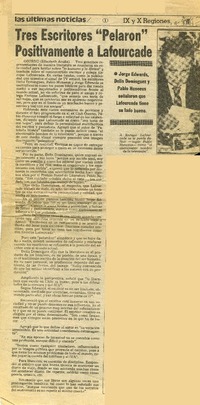 Tres escritores "pelaron" positivamente a Lafourcade  [artículo] Elizabeth Acuña.