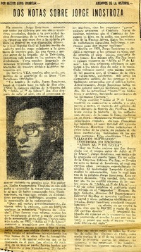 Dos notas sobre Jorge Inostroza  [artículo] Héctor Leiva Oyarzún.