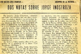 Dos notas sobre Jorge Inostroza  [artículo] Héctor Leiva Oyarzún.