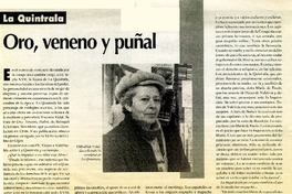 Oro, veneno y puñal : [entrevista] [artículo] Sergio Villegas.