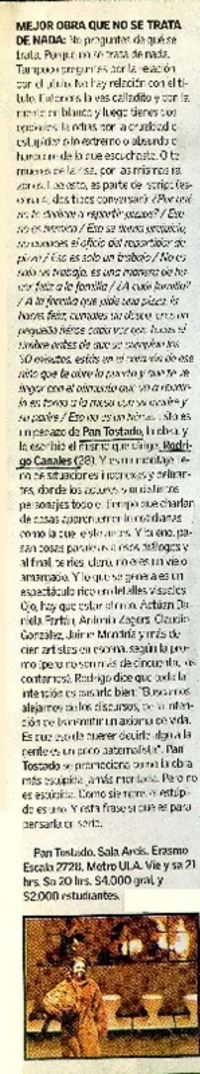 Mejor obra que no se trata de nada.  [artículo]