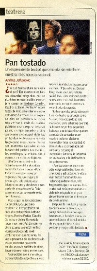 Pan tostado  [artículo] Andrea Jeftanovic.