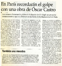 En París recordarán el golpe con una obra de Oscar Castro.  [artículo]