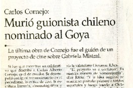 Murió guionista chileno nominado al Goya.  [artículo]