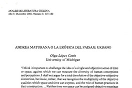 Andrea Maturana o la erótica del paisaje urbano  [artículo] Olga López Cotín.