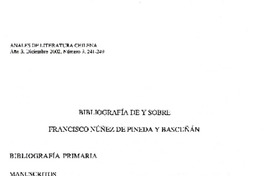 Bibliografía de y sobre Francisco Núñez de Pineda y Bascuñán.  [artículo]
