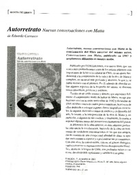 Autorretrato, nuevas conversaciones con Matta.  [artículo]