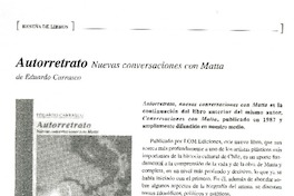 Autorretrato, nuevas conversaciones con Matta.  [artículo]