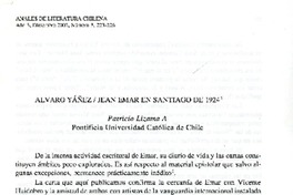 Alvaro Yáñez, Juan Emar en Santiago de 1924  [artículo] Patricio Lizama A.