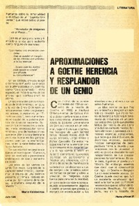Aproximaciones a Goethe herencia y resplandor de un genio [artículo] : Manuel Espinoza Orellana.