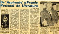De "aspirante" a Premio Nacional de Literatura  [artículo] Gaby Garfias.