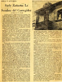 Sady Zañartu: La sombra del corregidor  [artículo] Hernán del Solar.