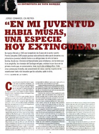 "En mi juventud había musas, una especie hoy extinguida" Jorge Edwards, en retro [artículo] : la entrevista de Totó Romero.