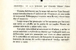 Frontera" de Luis Durand  [artículo] Graciela Illanes Adaro.