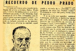 Recuerdo de Pedro Prado  [artículo] M.V.