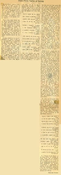 Pedro Prado vuelve al camino  [artículo] Edmundo Concha.