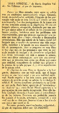 Para siempre --"  [artículo]